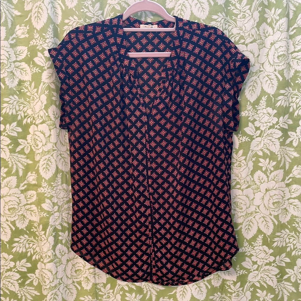 Pleione V-neck Blouse with Cap Sleeves